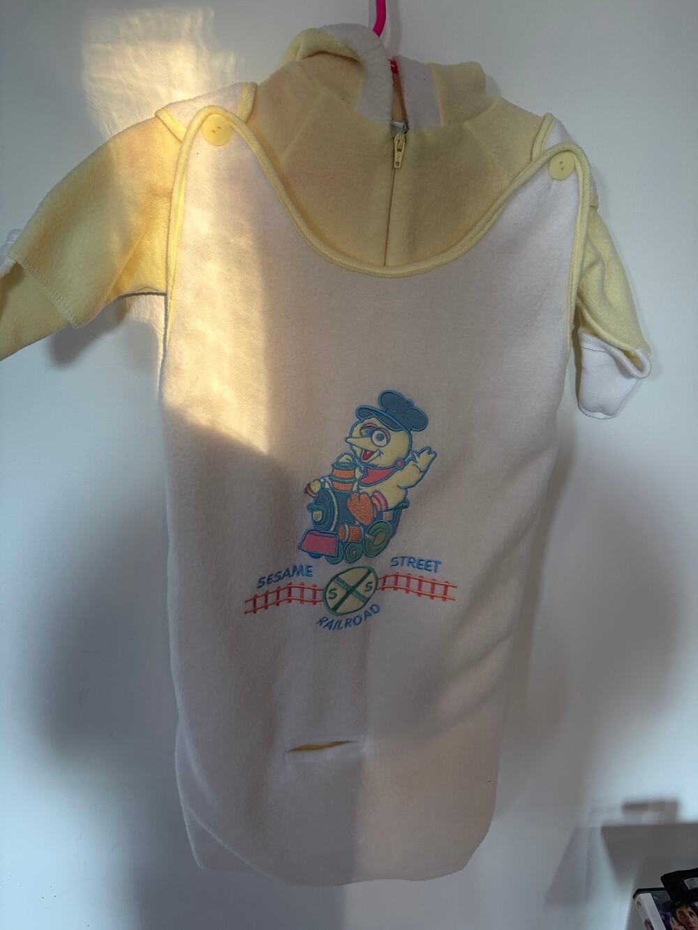 Vintage Sesame Street Big Bird Railroad Baby Bunting Yellow 0-6M